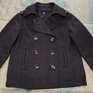 Gap dark gray double breasted pea coat, excellent used condition, size L